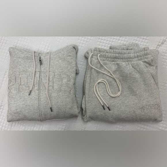 PINK Gray Sweat Suit - Picture 1 of 10